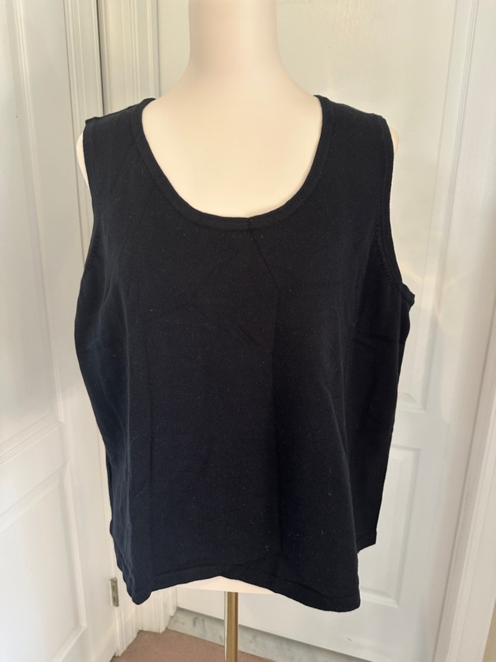 Bob Mackie Wearable Art Black Sleeveless Knit Tank Top Sz 1X